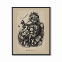 Framed Thomas Nast Merry Old Santa Claus print shown as a bold statement piece on a clean gallery wall