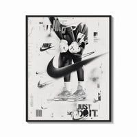 Framed KAWS Companion Air Jordan Sneakers framed poster print shown as a bold statement piece on a clean gallery wall