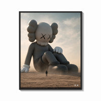 Framed KAWS Companion Desert Monochrome Streetwear print shown as a bold statement piece on a clean gallery wall