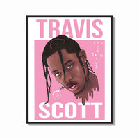Framed Travis Scott Cactus Jack Portrait print shown as a bold statement piece on a clean gallery wall