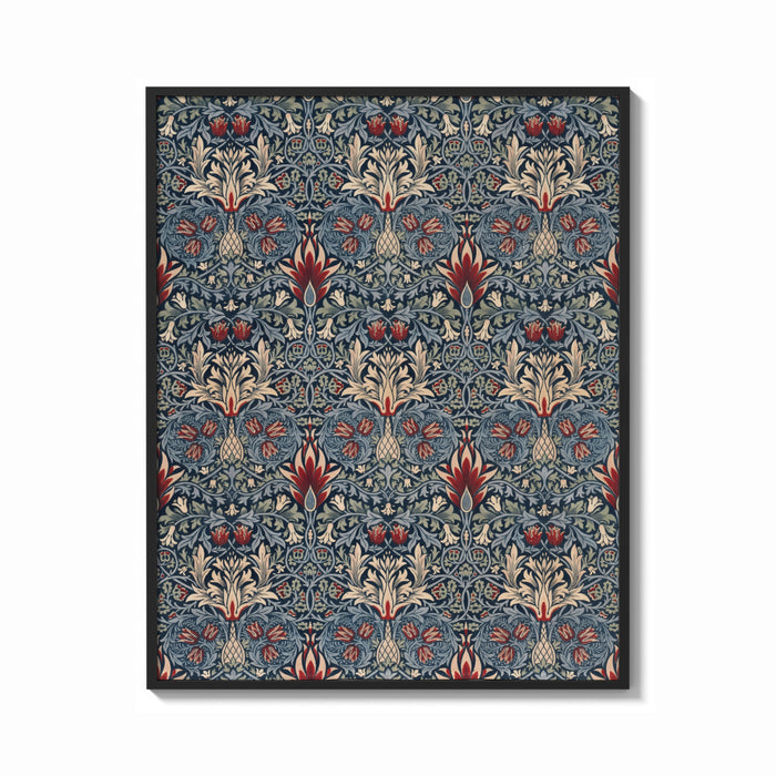 Framed William Morris Snakeshead print shown as a bold statement piece on a clean gallery wall