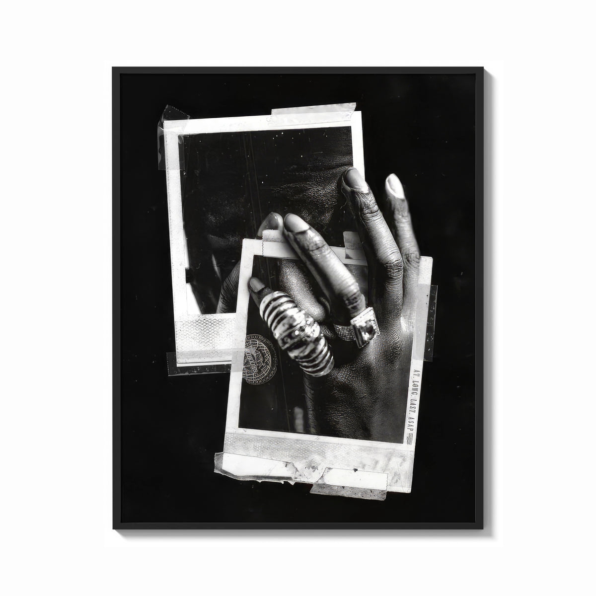 Framed ASAP Rocky At Long Last Rings print shown as a bold statement piece on a clean gallery wall