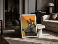 WPA Parks Preserve Wild Life print on the floor, leaning against a travertine table