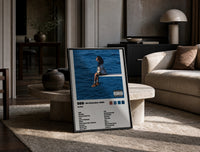 SZA SOS Album Tracklist print on the floor, leaning against a travertine table