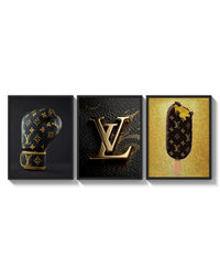 Louis Vuitton Pop Art triptych arranged on a bright gallery wall