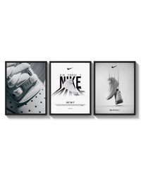 Nike AF1 White triptych arranged on a bright gallery wall