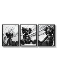 KAWS Est. 1999 Companion triptych arranged on a bright gallery wall