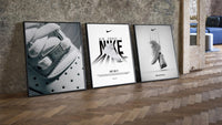 Nike AF1 White three-piece set leaning on parquet beside a vintage loft door