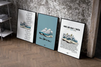 Nike Air Max 1 Patta framed poster set of 3 set of three black-framed prints leaning against a raw-plaster wall