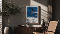 SZA SOS Album Tracklist poster framed above a fluted sideboard beside a potted tree