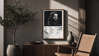 Drake Scorpion Album Tracklist poster framed above a fluted sideboard beside a potted tree