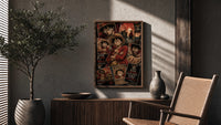 Monkey D. Luffy One Piece Wanted framed poster poster framed above a fluted sideboard beside an olive tree