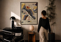 Nike Air Max 1/97 Sean Wotherspoon print in a black frame on a sunlit wall with a viewer