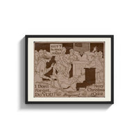 Framed soldiers singing around a piano print shown as a wide statement piece on a clean white wall