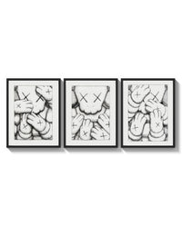 KAWS XX Crosshatch Triptych arranged on a bright gallery wall