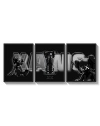 KAWS Neon Companions Triptych arranged on a bright gallery wall