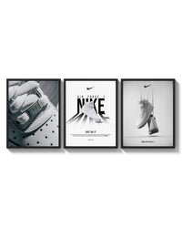 Nike AF1 White Triptych arranged on a bright gallery wall