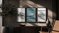 Nike Air Max 1 Patta triptych in three walnut frames above a sideboard in a warm room