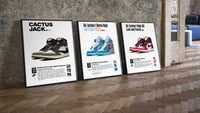Air Jordan 1 Poster Set three-piece set leaning on parquet beside a vintage loft door