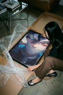 The Anime character with heterochromia eyes poster shown across its range of print sizes