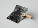 Rolled anime ninja with red eyes poster beside its crush-resistant kraft shipping tube