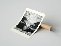 Rolled Baby cherub sitting on flower poster beside its crush-resistant kraft shipping tube