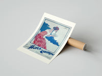Rolled Woman holding soap box poster beside its crush-resistant kraft shipping tube