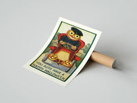 Rolled Pumpkin-headed man driving red car poster beside its crush-resistant kraft shipping tube