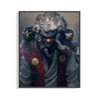 Jiraiya Toad Sage poster showing flowing white hair and mystical toads displayed on a wall