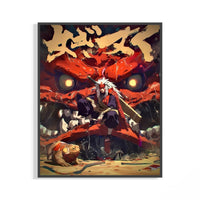 Jiraiya Toad Sage Naruto print with red chakra energy and glowing golden eyes displayed on a wall