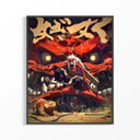 Jiraiya Toad Sage Naruto poster print in black frame featuring red chakra energy with glowing golden eyes