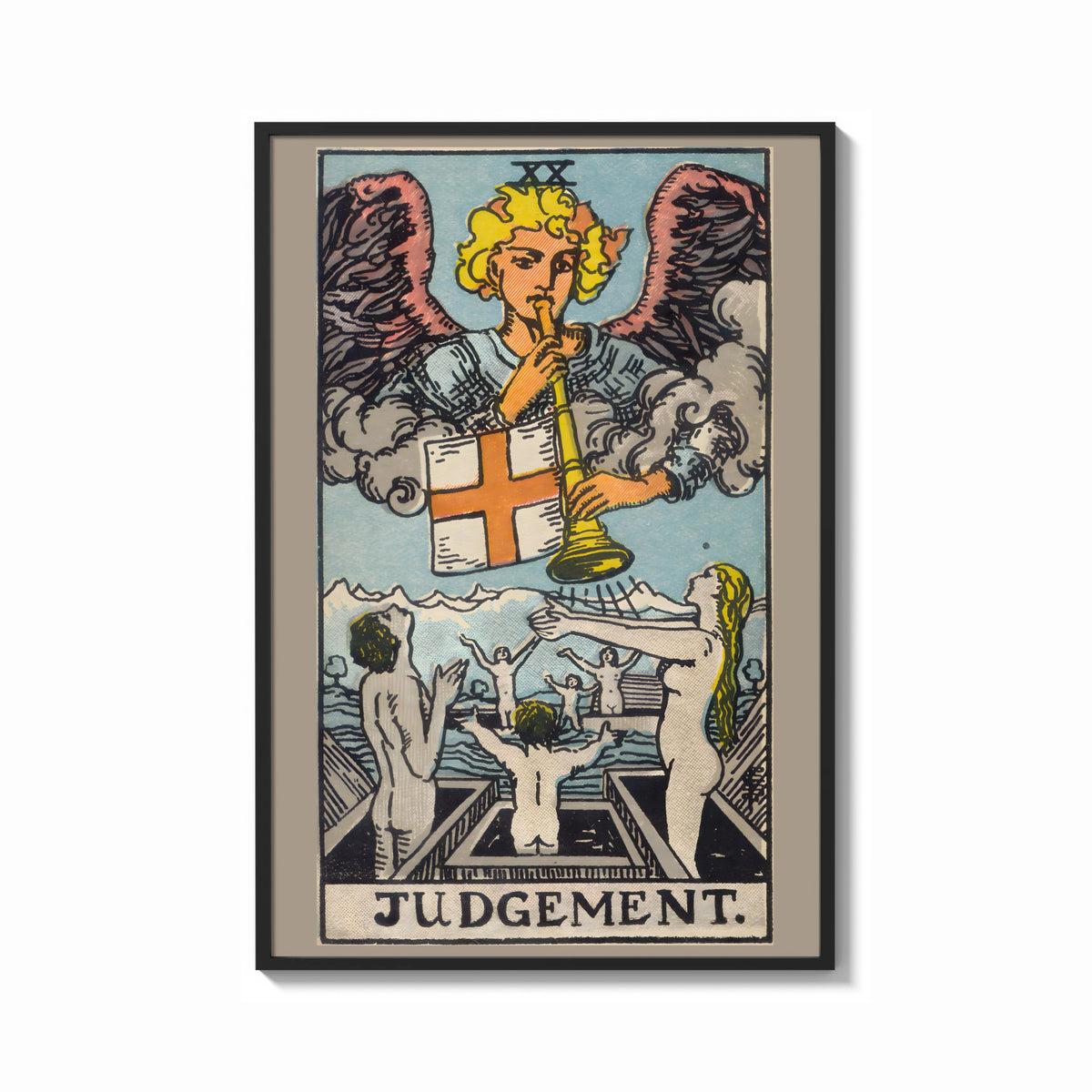 Framed Judgement print shown as a bold statement piece on a clean gallery wall