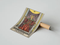 Gently curled Justice print beside its protective shipping tube