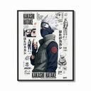 Framed Kakashi Hatake ninja character print shown as a bold statement piece on a clean gallery wall