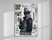 Kakashi Hatake ninja character poster in a slim frame on a bright wall with soft window light