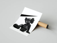 KAWS black companion seated right panel with Nike Swoosh from Monochrome Edition triptych