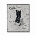 Framed KAWS Companion figure sitting print shown as a bold statement piece on a clean gallery wall