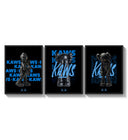 KAWS Companion figures triptych three-panel set arranged as a triptych on a bright gallery wall