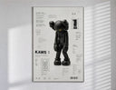 KAWS Companion Passing Through figure poster in a slim frame on a bright wall with soft window light