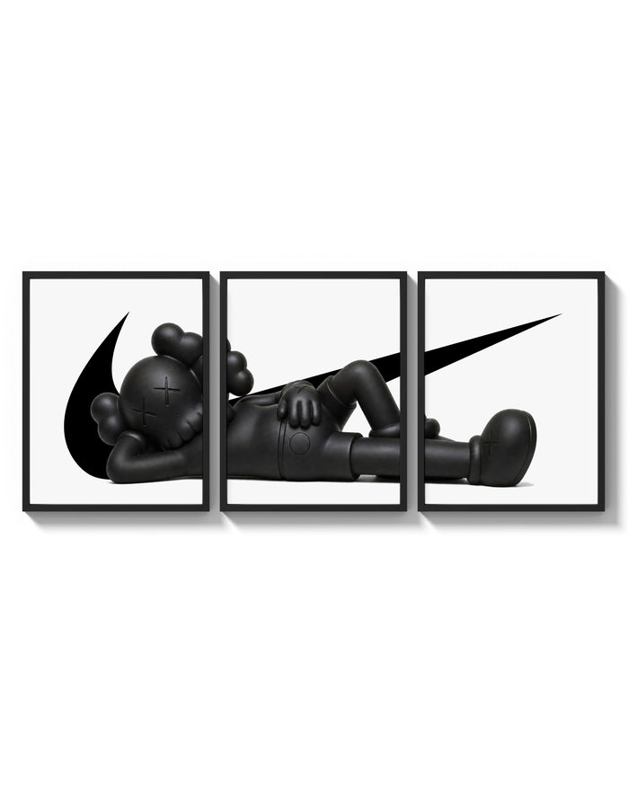KAWS Companion Set of 3 arranged on a bright gallery wall