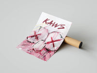 Abstract pink panel featuring the KAWS XX eye motif and colorful brush effects for modern rooms
