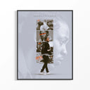 Kendrick Lamar DAMN Collage poster print in black frame showing multiple portraits with bold orange accents and monochrome photography