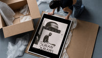 Kevin Durant basketball player portrait framed print being unpacked from protective bubble wrap and a box