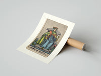 Rolled King of Cups tarot figure poster beside its crush-resistant kraft shipping tube