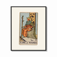 Framed King seated on throne with staff print shown as a bold statement piece on a clean gallery wall