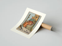 Rolled King seated on throne with staff poster beside its crush-resistant kraft shipping tube