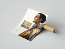 Rolled Man in profile with sunglasses poster beside its crush-resistant kraft shipping tube