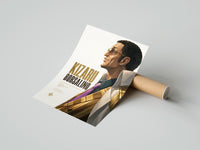 Rolled Man in profile with sunglasses poster beside its crush-resistant kraft shipping tube