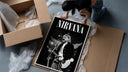 Kurt Cobain Nirvana Live framed print being unboxed from protective packaging