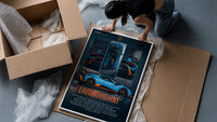 Lamborghini Huracan STO framed print being unboxed from protective packaging